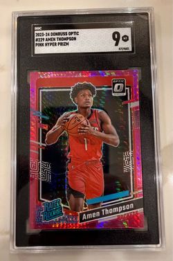 2023 Amen Thompson RC SGC9 Donruss Optic Rated Rookie #229 Pink Hyper Prizm