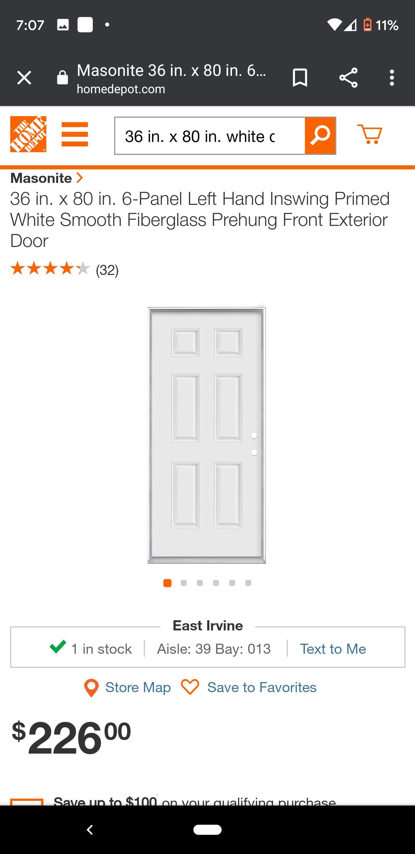 36 in. x 80 in. white door