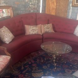 Beautiful Burgundy 2 Piece Curved Sofa/couch