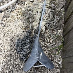 22lb lewmar plow anchor, chain and rope