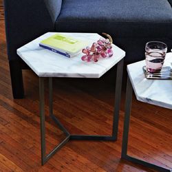 Set of 3 Marble West Elm Hex Tables