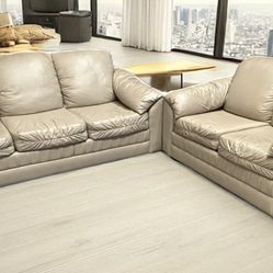 2-Piece Faux Leather Sofa & Loveseat Set – Comfortable, Classic, and Durable 