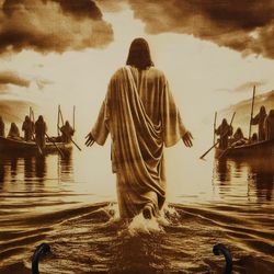 Jesus Walking on Water (Laser engraved/No ink)