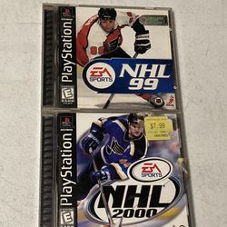 Sony PlayStation 1 NHL 99 and 2000 Video Games Lot