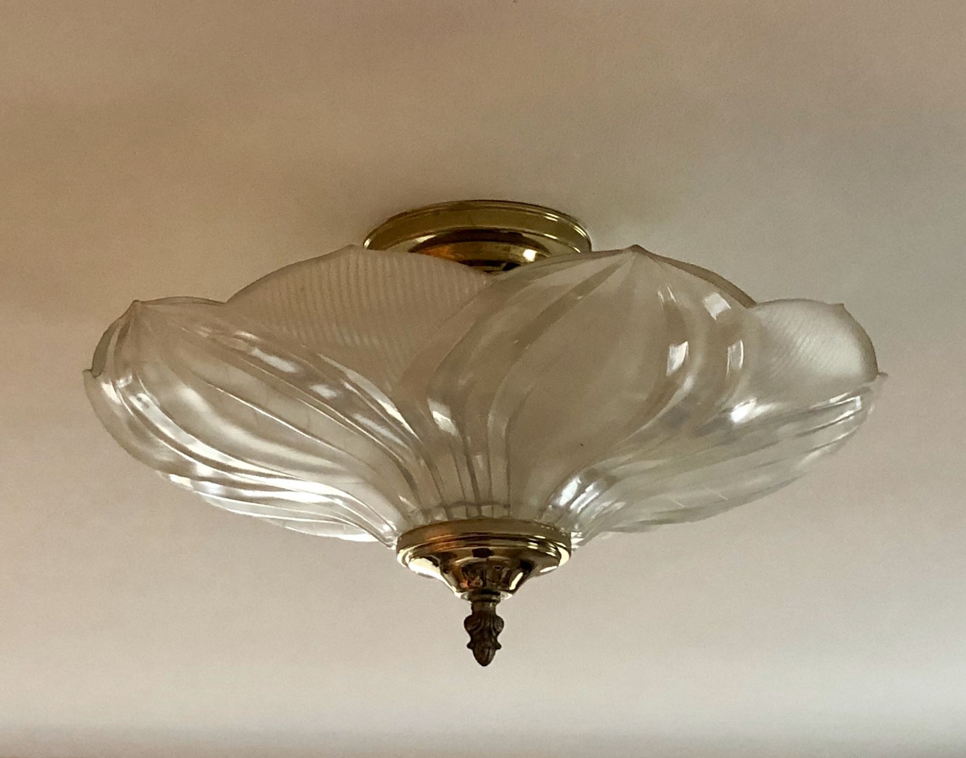 Ceiling light fixture brass with glass