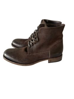 John Varvatos distressed suede leather combat boots Size:10