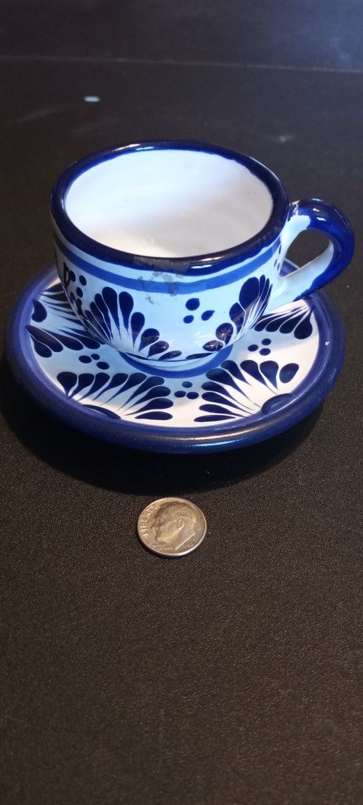 Very nice Talavera Poblana demitasse cup and saucer