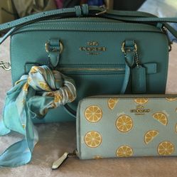 Blue Coach Bag With Wallet