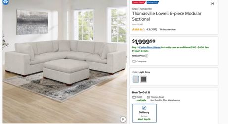 Thomasville Lowell 6-Piece Modular Sectional sofa with Ottoman