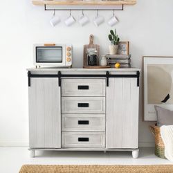 Redgate Barn Doors Cabinet Sideboard Buffets 4 Drawers Farmhouse kitchen storage Tv Stand