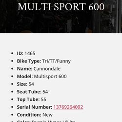 Cannondale Multisport  600 bike