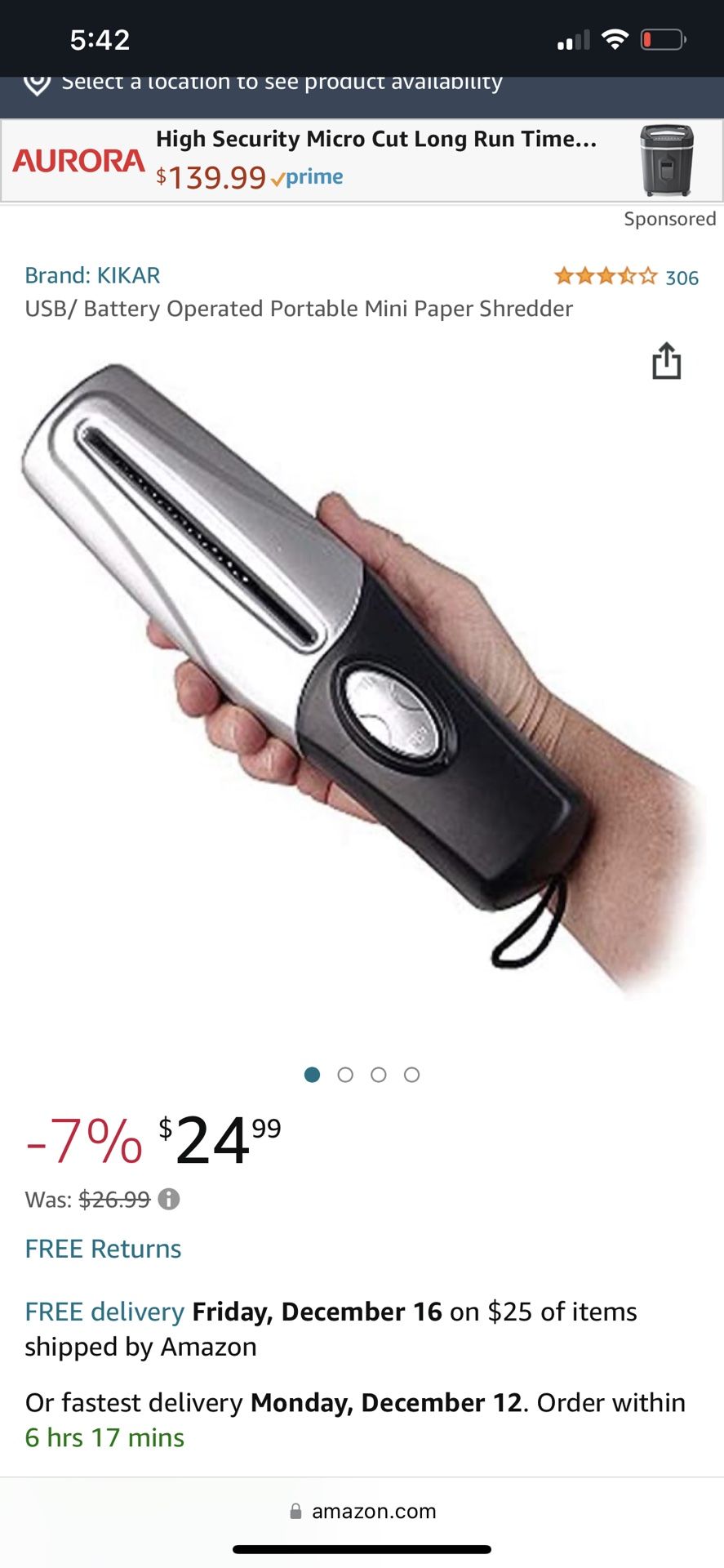 Portable Paper Shredder 