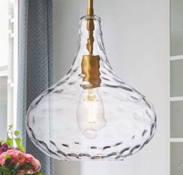 Glass hanging light fixture