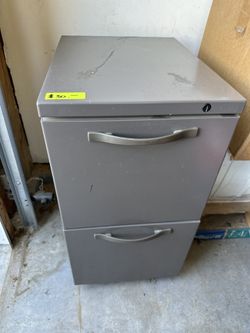 Two Drawer Grey Metal Filing Cabinet 
