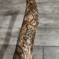 Hand Carved Wood Walking Stick 