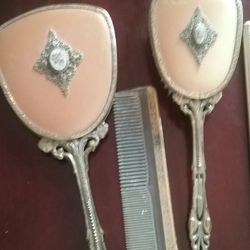 Victorian mirror brush comb set