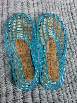 Turquoise Woven Slip-on Flats