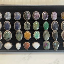Lot of 30 Natural Gemstone Rings – 925 Sterling Silver – Boutique/Collector Grade Sizes Range