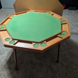 Folding Poker Table With A Table Top Cover  And Chairs 
