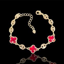 18k Gold Filled Crystal Clover Bracelet