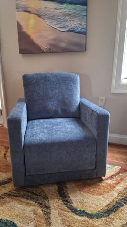 Brand New Slate Blue Swivel Accent Chair-Hidden Storage!