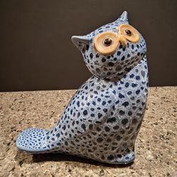 Mid-Century Modern Blue Spotted Owl Bookend