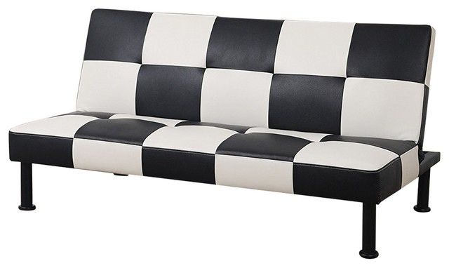 Brand New Checkered Leather Tufted Futon & Free Delivery