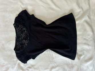 Black Lace Yoke Short Sleeve Blouse – Size M