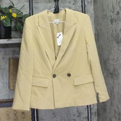Nwt A New Day Button-front Slim Fit Blazer Tan Brown Xs