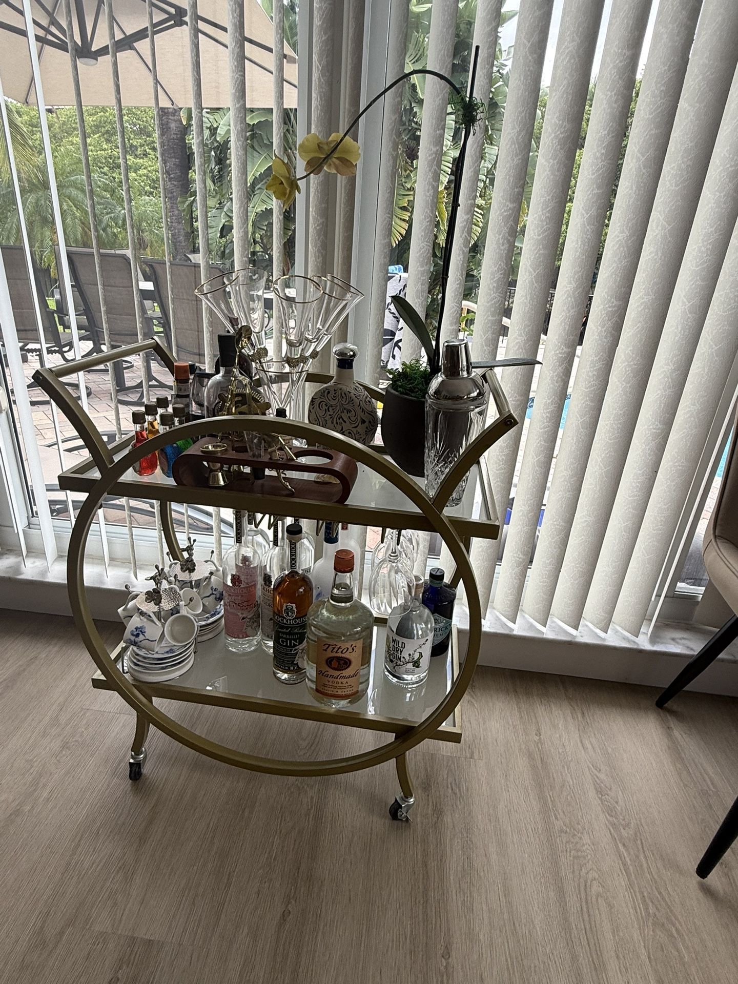 Gold and Glass bar Cart