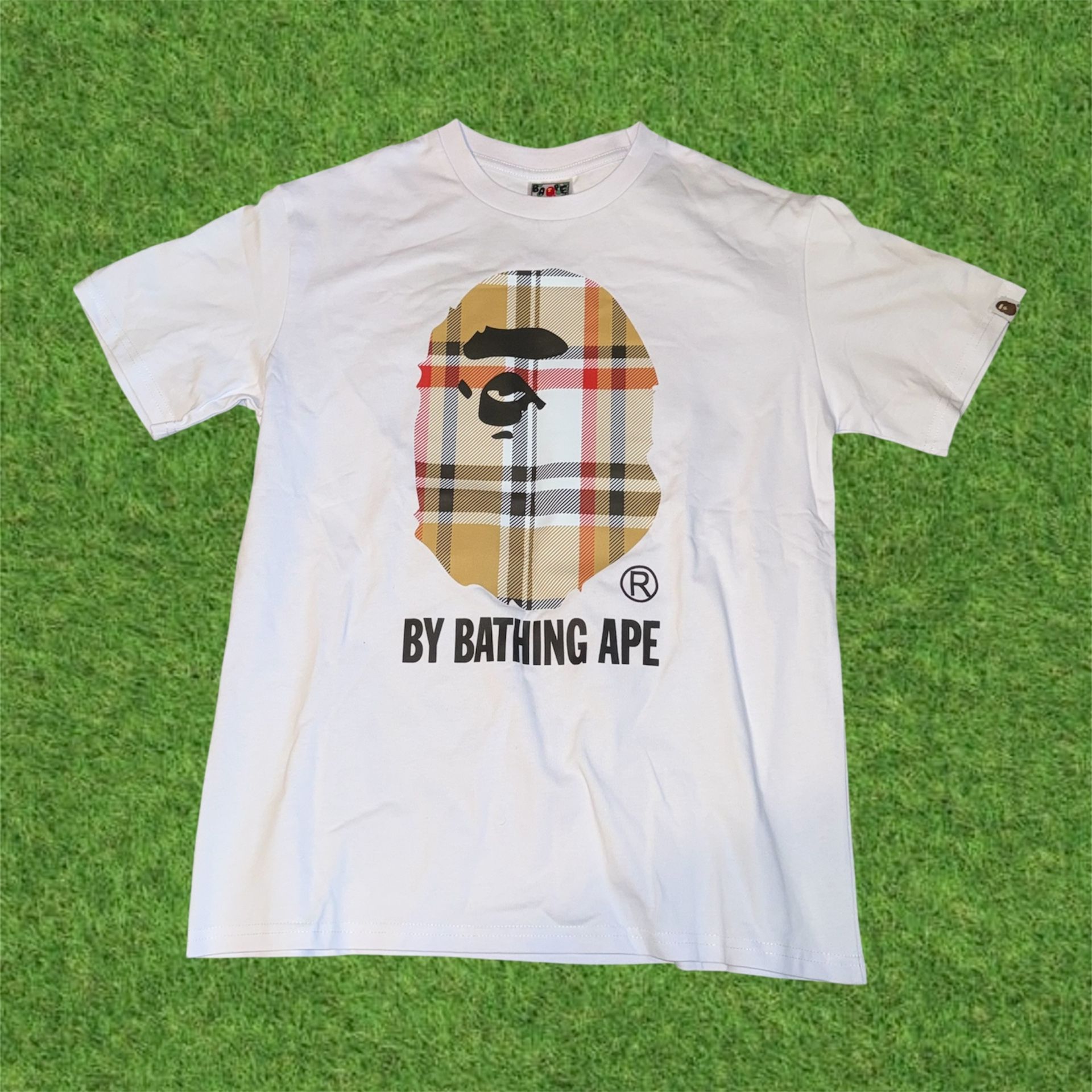 Bathing Ape | Bape and Burberry White T-Shirt | Men’s Medium