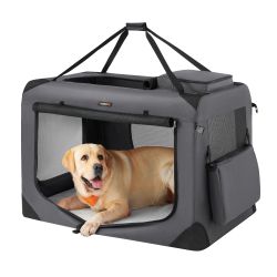 Feandrea Dog Carrier, Collapsible Pet Carrier, XXXL, Portable Soft Dog Crate, Oxford Fabric, Mesh, Metal Frame, With Handle, Storage Pockets, 40 X 27 