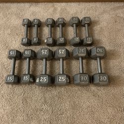 Dumbbells - Pairs of 8s, 10s and 12s - Total 60 Pounds 