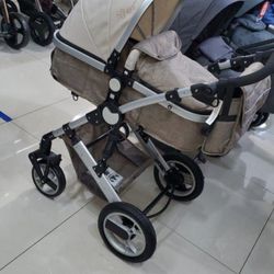 2 In 1 Stroller Beige Color