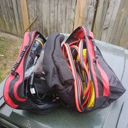 Heavy Duty Jumper Cable System With Flashlight Air Pump And Batteries