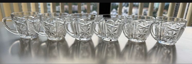 Crystal cups 6pcs Chechoslovakia