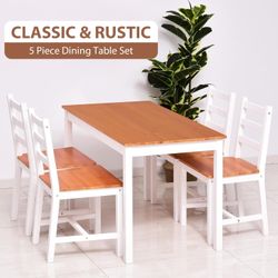 HomeCom Dining Table 4 Chairs Model 835-038WT