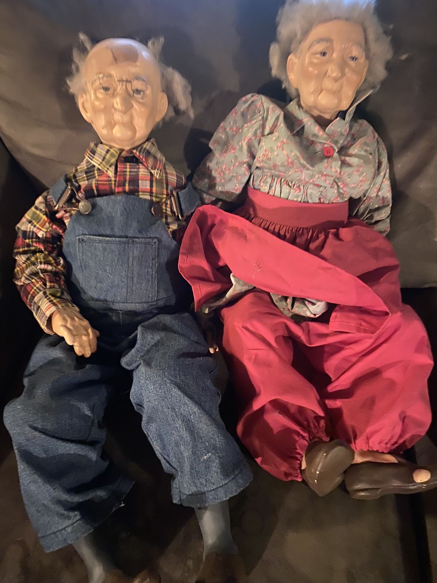 Vintage Granny And Grandpa Porcelain Dolls