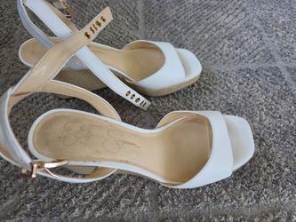 Jessica Simpson White Wedge Sandals