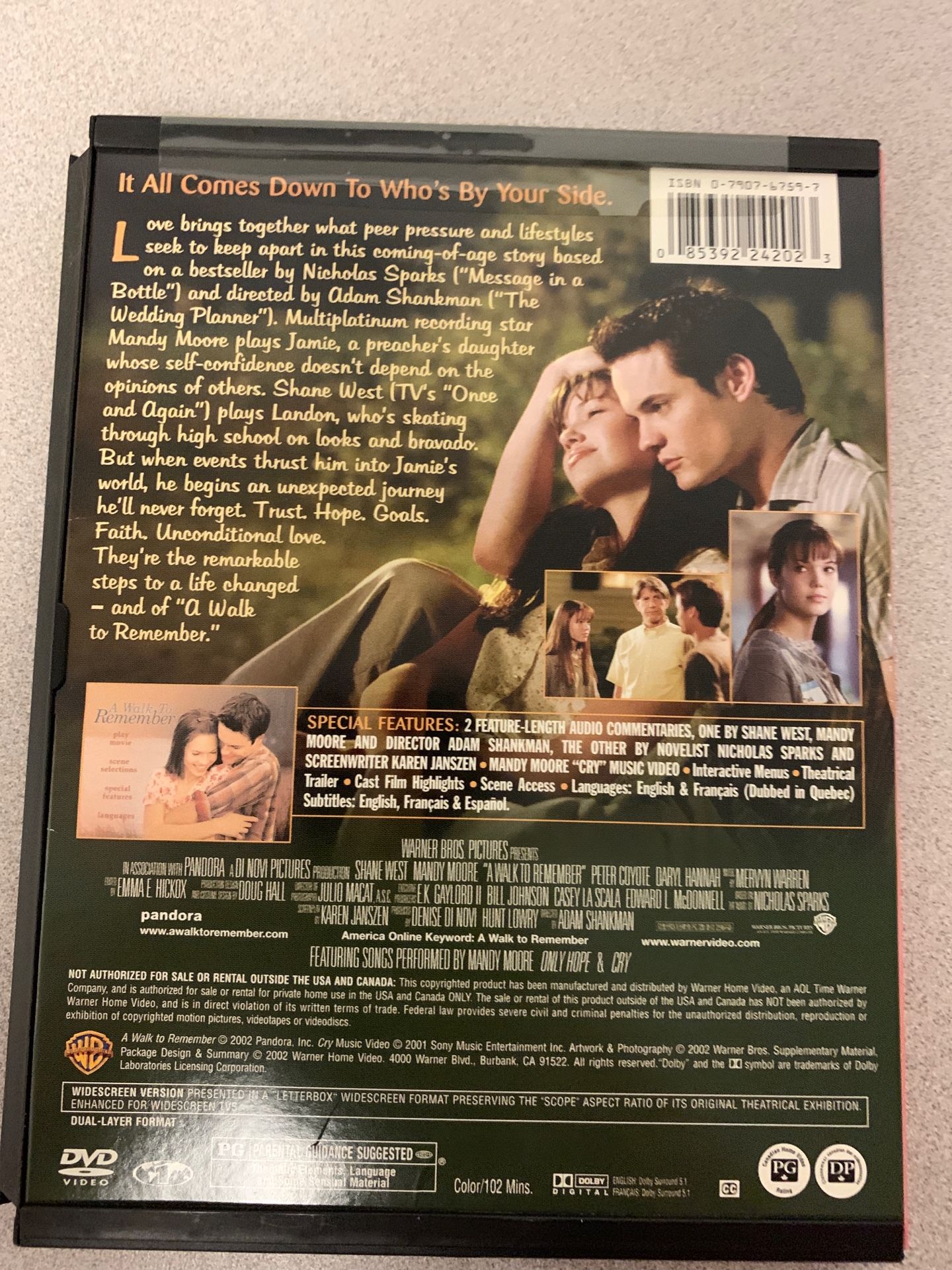 A walk to remember with Mandy Moore DVD