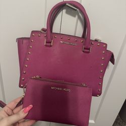 MK Hot Pink With Gold Studs 