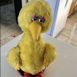 Vintage 1986 Ideal Talking BIG BIRD Sesame Street Cassette Story Magic Plush & NEST