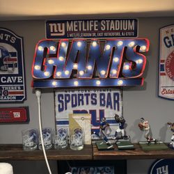 New York Giants Light Up Metal Sign Recycled Metal NFL Football 