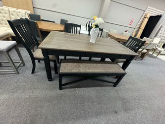 Ashley Furniture Dining Table Set with Chairs and Bench