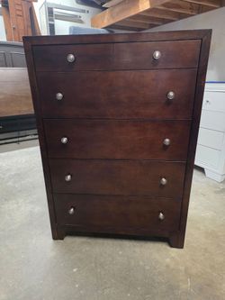 Modern Espresso 5 Drawer Tallboy Dresser
