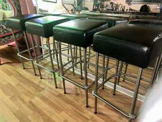 Set of (4) Black and Chrome Barstools- READ Description