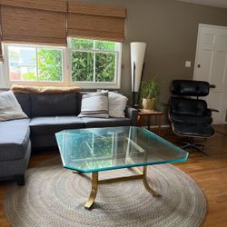 Glass Coffee Table with Brass Legs