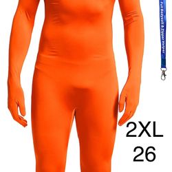 Orange Body Suit Unitard Adult 2XL / Naranjado Traje De Cuerpo Adulto 2xG 