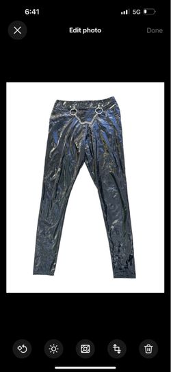 Killstar Women's Bat B*tch Faux Patent Leather Leggings w/ Chain Accent, Size L