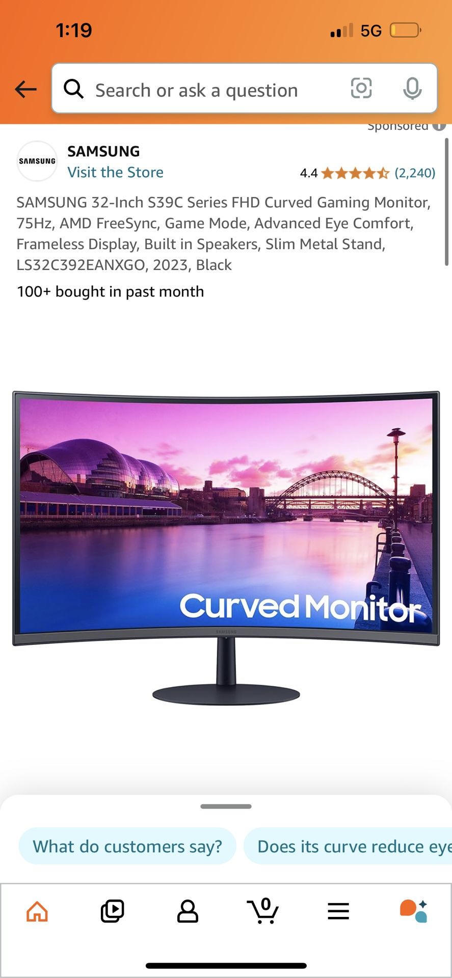 Samsung 32-inch Curved Office Monitor 75Hz